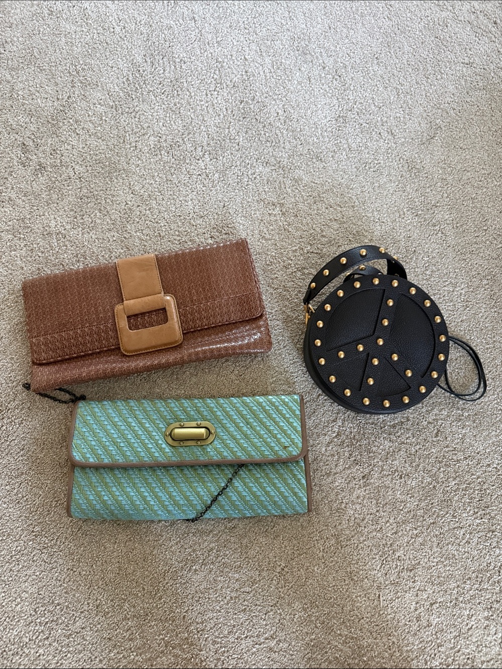 Urban Expressions Black Studded Round Crossbody with Gold Accents